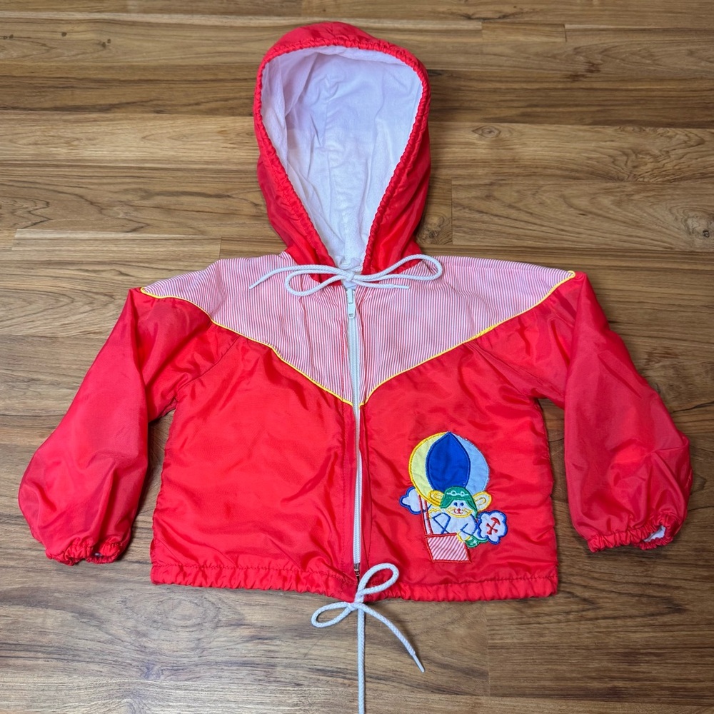 Vintage Baby Jacket No Size Hot Air Balloon Mouse Red Hooded